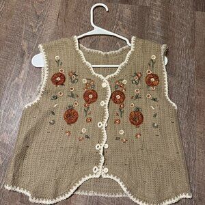 embroidered knit vest